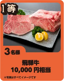 1等　飛騨牛10,000円相当　3名様