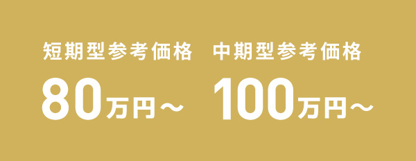 短期型参考価格 80万円~ 中期型参考価格 100万円~